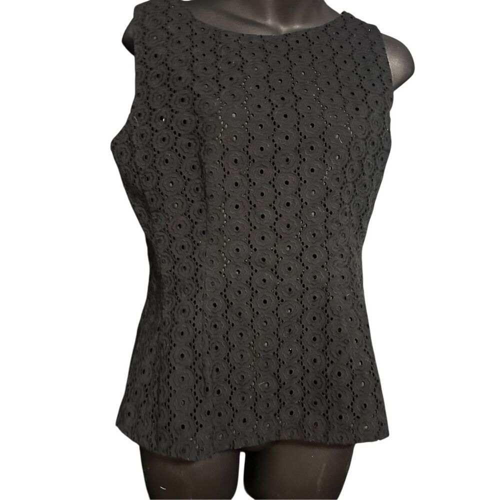 kate spade Black Eyelet Sleeveless Blouse (M fits small) - Picture 2 of 6